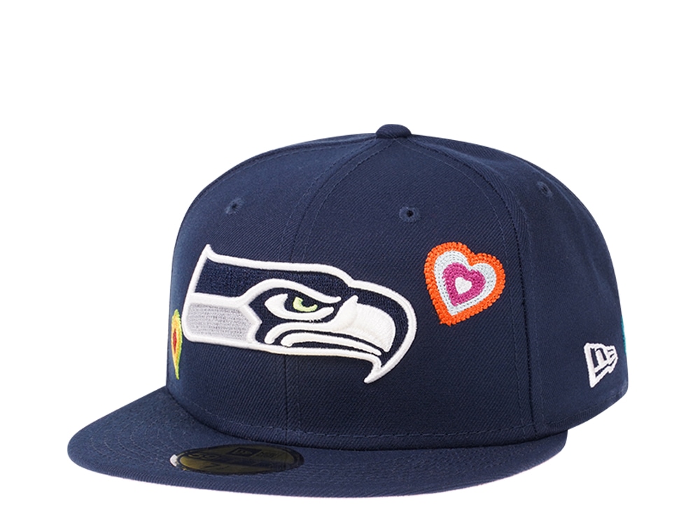 New Era Seattle Seahawks Navy Chainstitchheart Edition 59Fifty Fitted Casquette