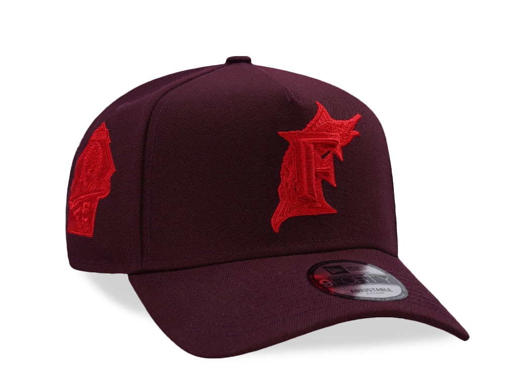New Era Florida Marlins 25th Anniversary Maroon Prime Edition 9Forty A Frame Snapback Casquette