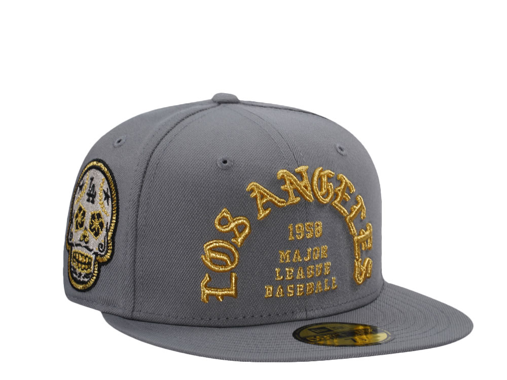 New Era Los Angeles Dodgers Gold Skull Gray Prime Edition 59Fifty Fitted Casquette