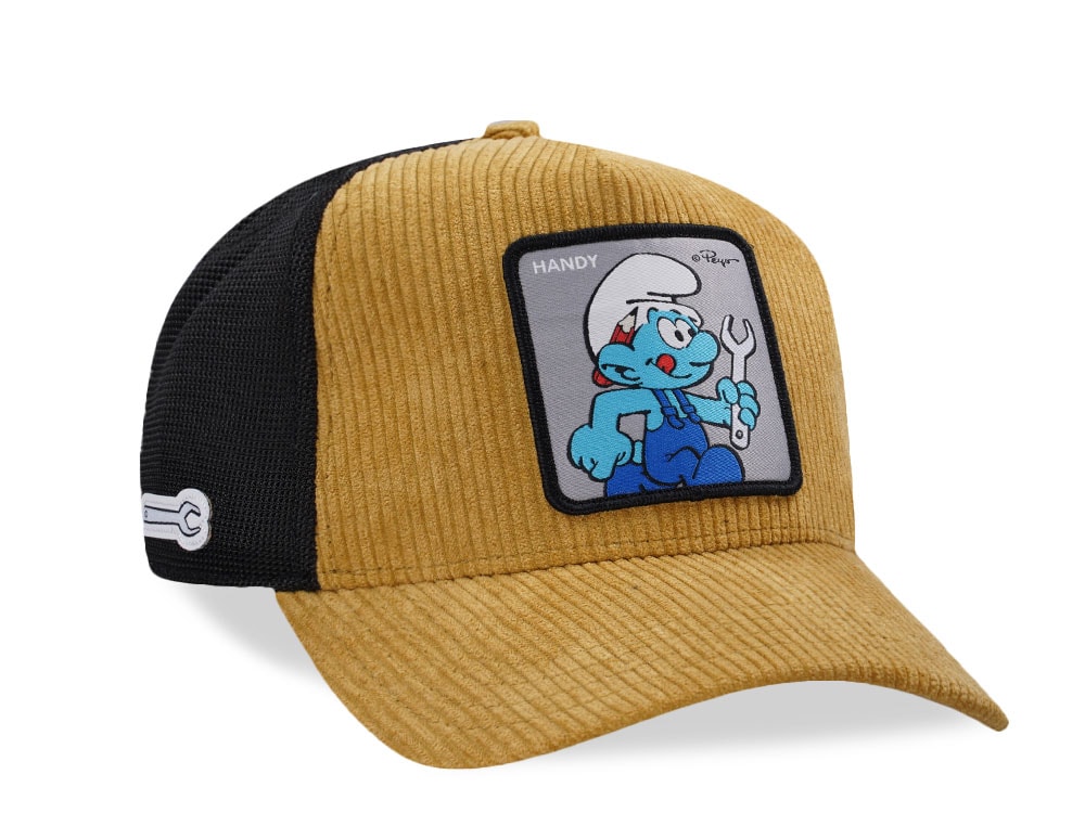 Capslab Square Patch Handy Smurf Brown Cord Trucker Snapback Casquette