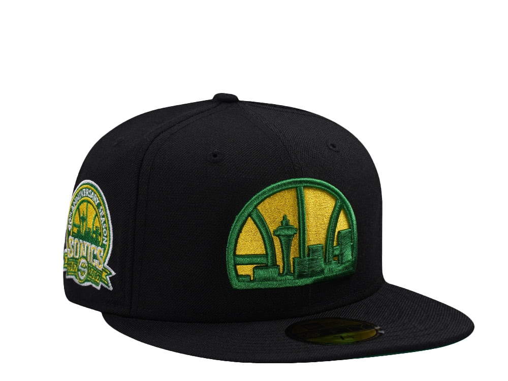 New Era Seattle Supersonics 40th Anniversary Wool Black Throwback Edition 59Fifty Fitted Casquette