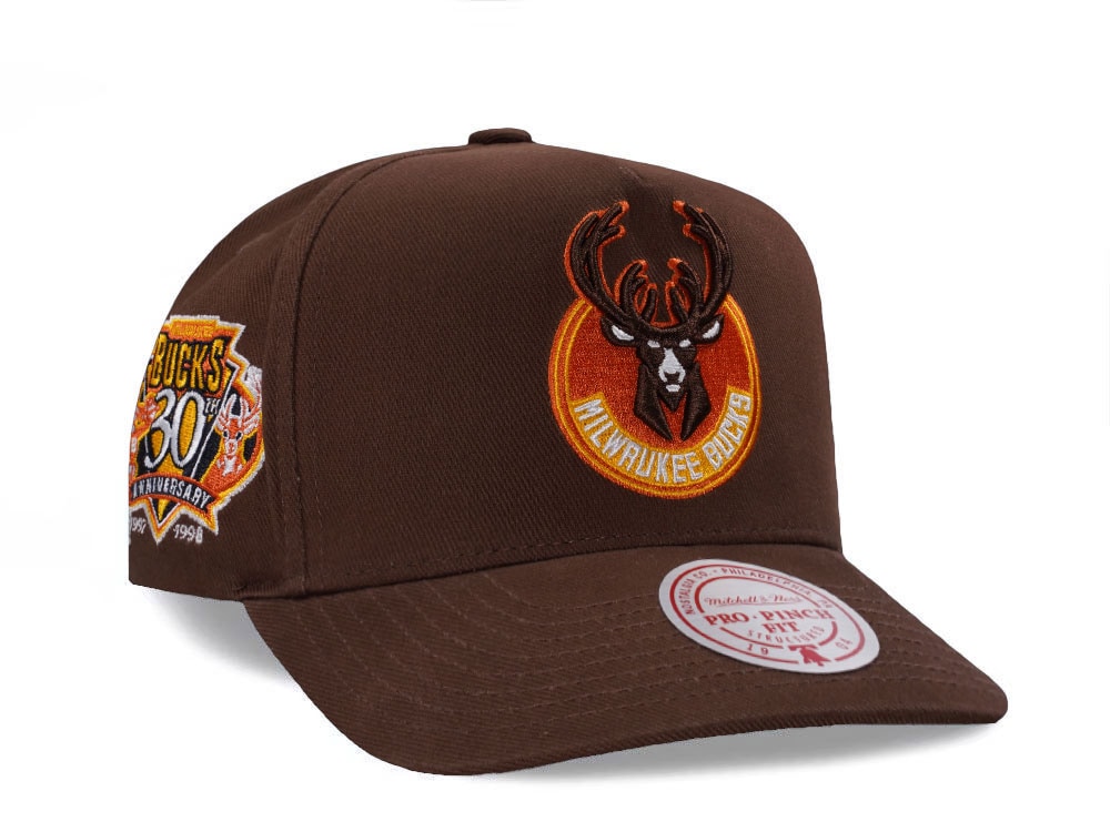 Mitchell & Ness Milwaukee Bucks 30th Anniversary Brown Edition Pro Pinch Fit Snapback Casquette