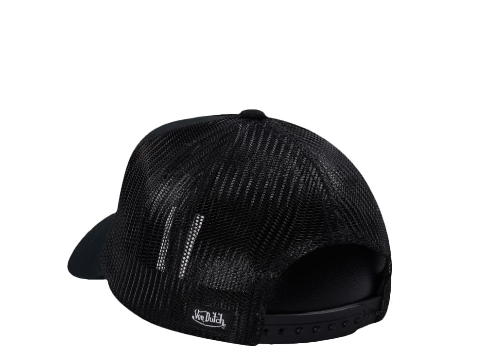 Von Dutch Square Patch Distressed Black Trucker Snapback Casquette