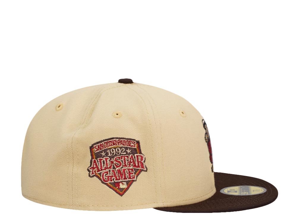 New Era San Diego Padres All Star Game 1992 Vegas Gold Merlot Two Tone Edition 59Fifty Fitted Casquette