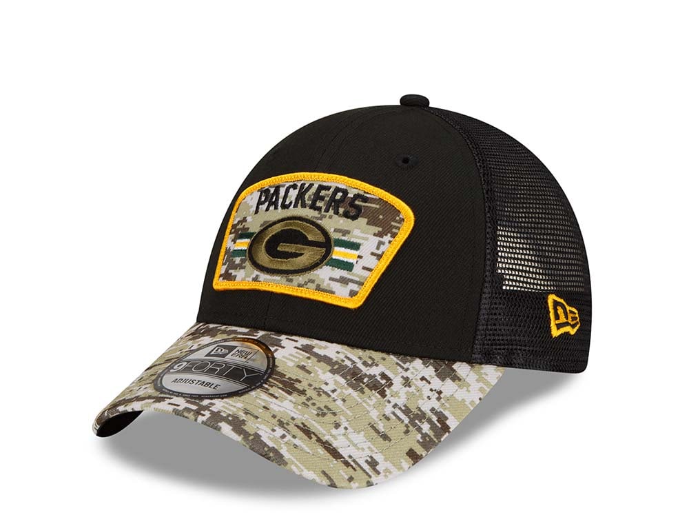 New Era Green Bay Packers Salute to Service 21 9Forty Trucker Snapback Casquette