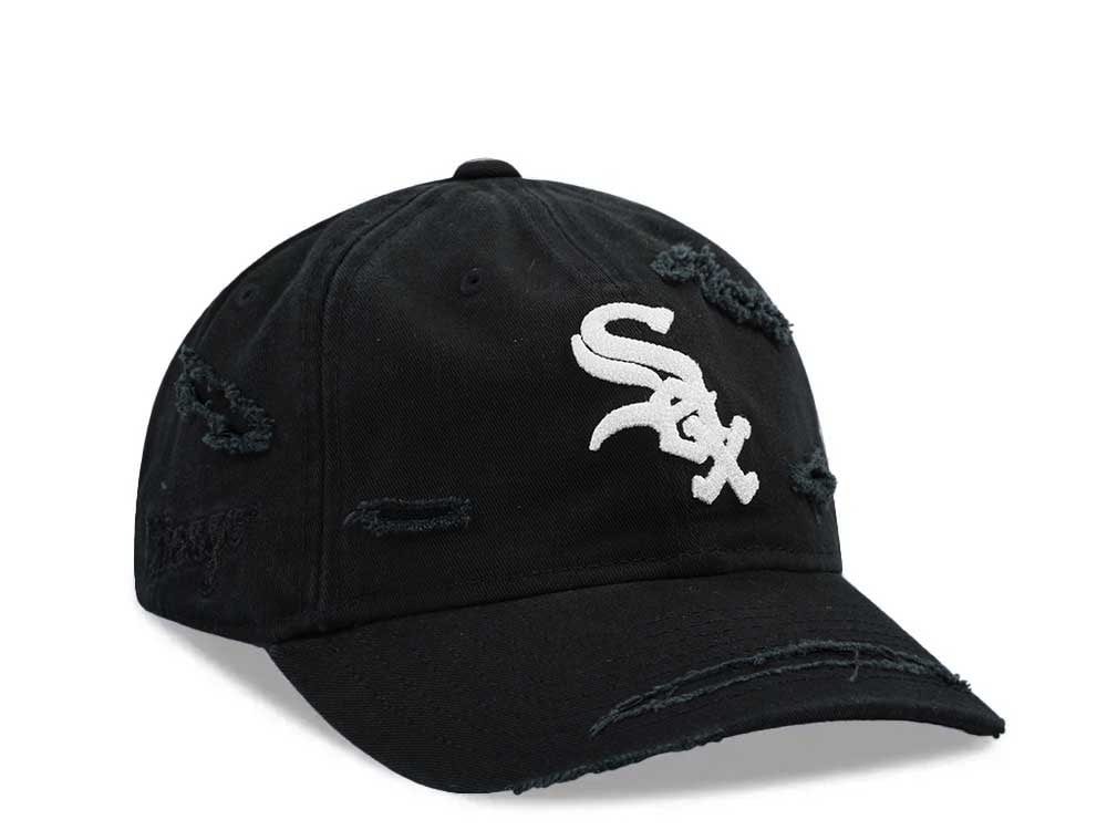 New Era Chicago White Sox Black Washed Distress 9Twenty Strapback Casquette