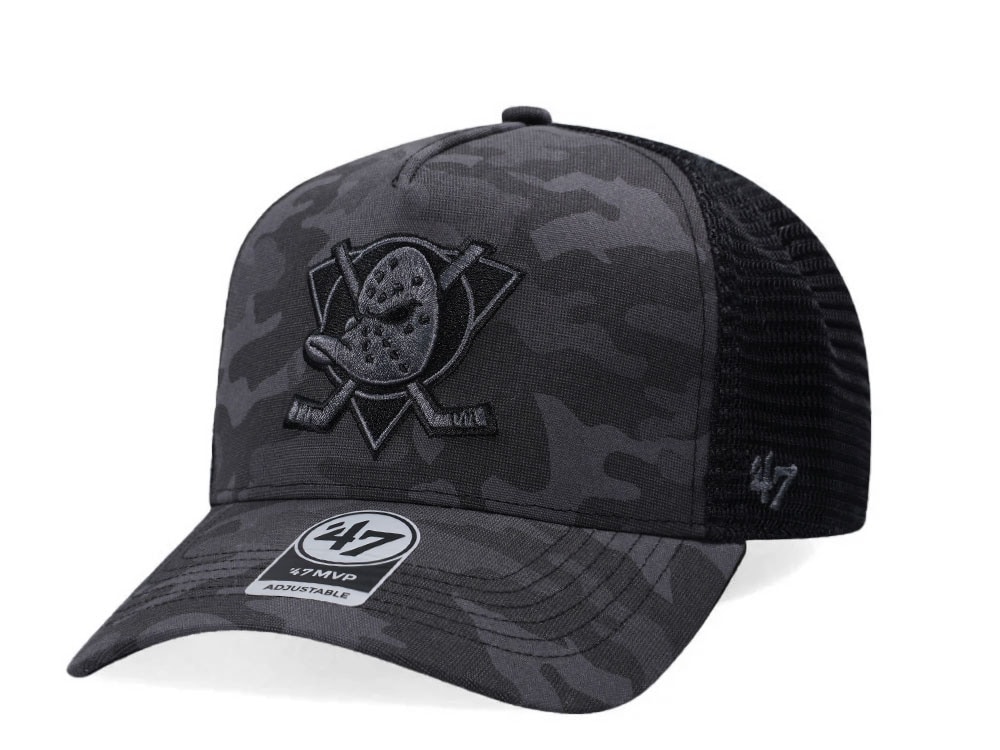 47Brand Anaheim Ducks Charcoal Tonal Camo MVP Trucker Snapback Casquette