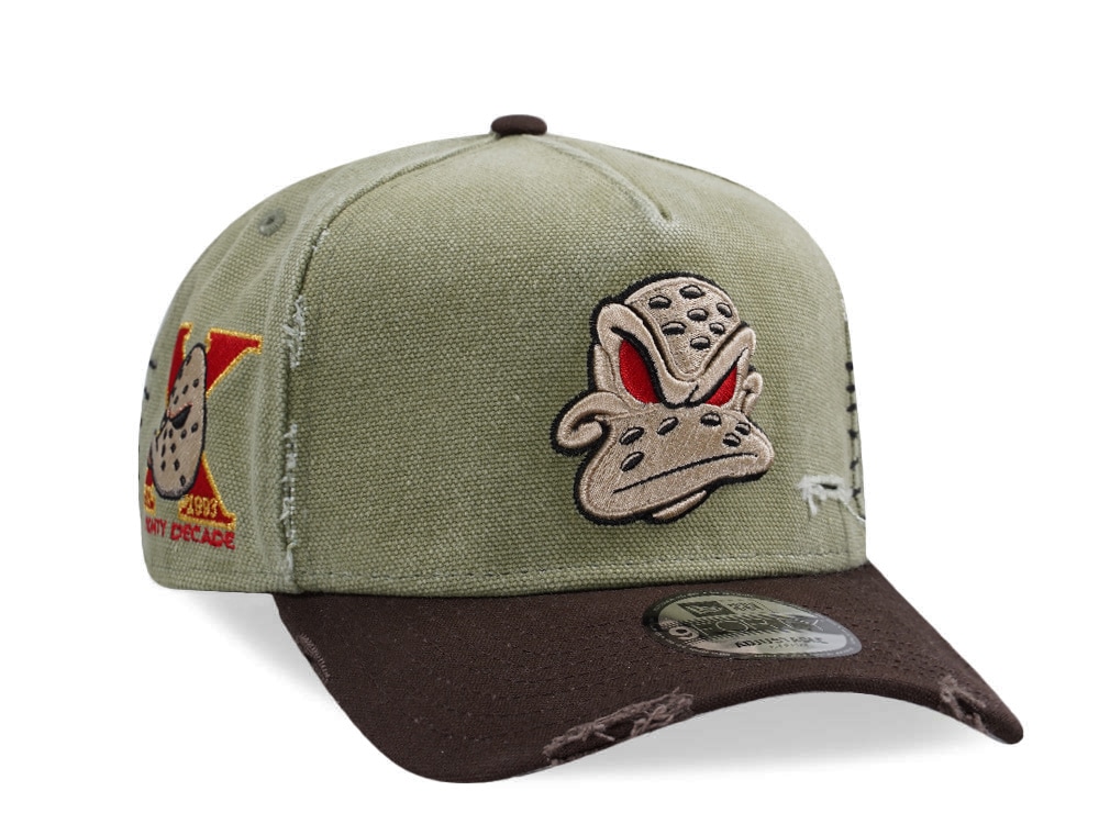 New Era Anaheim Ducks 10th Anniversary Washed Canvas Rifle Green Two Tone Edition 9Forty A Frame Snapback Casquette