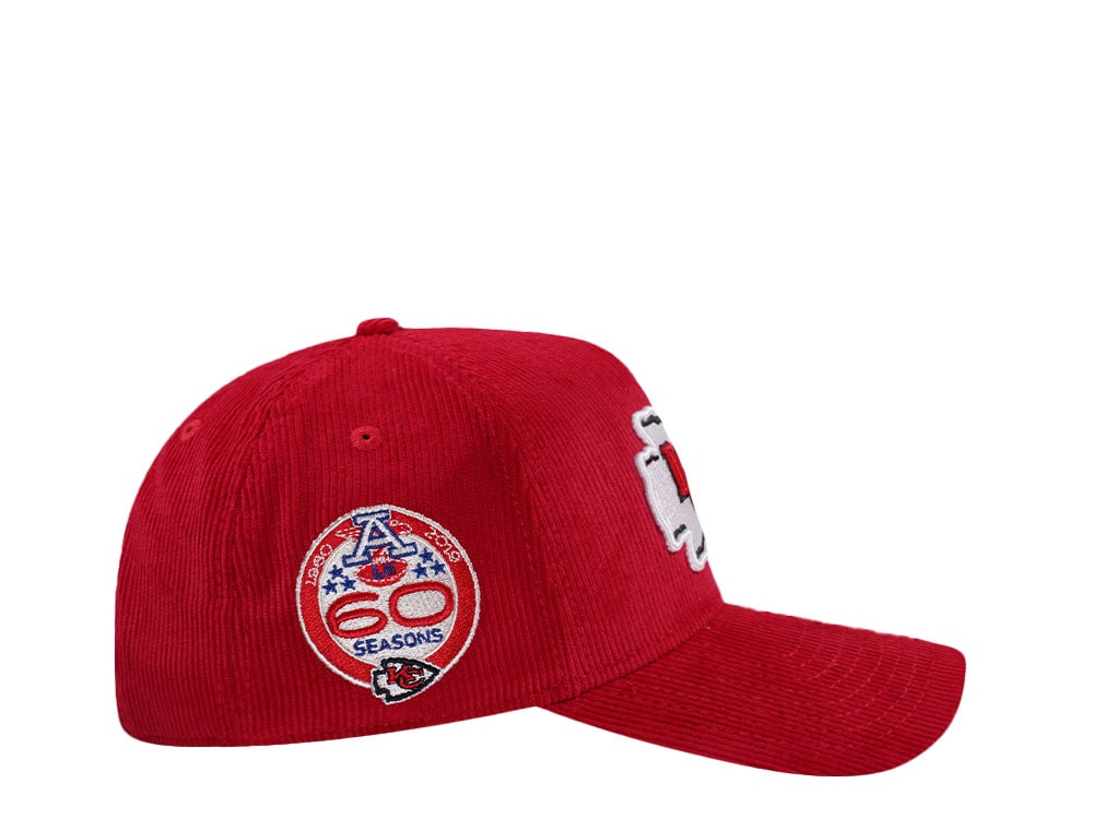 New Era Kansas City Chiefs 60th Anniversary Red Corduroy Edition 9Forty A Frame Snapback Casquette