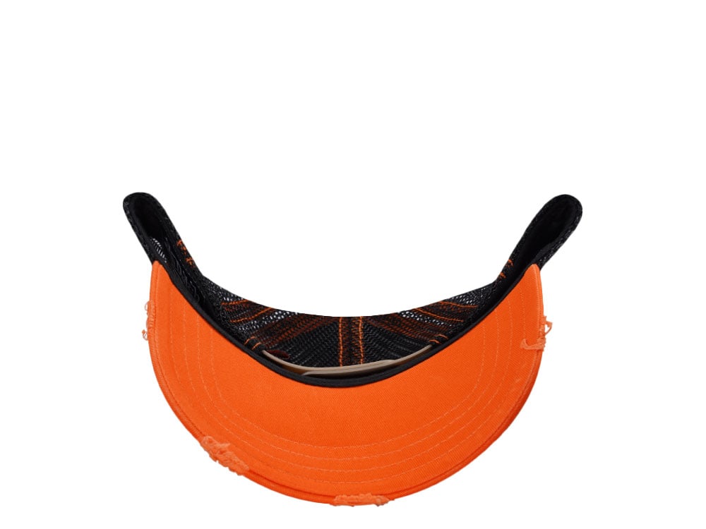 Von Dutch Oval Patch Distressed Orange Trucker Snapback Casquette
