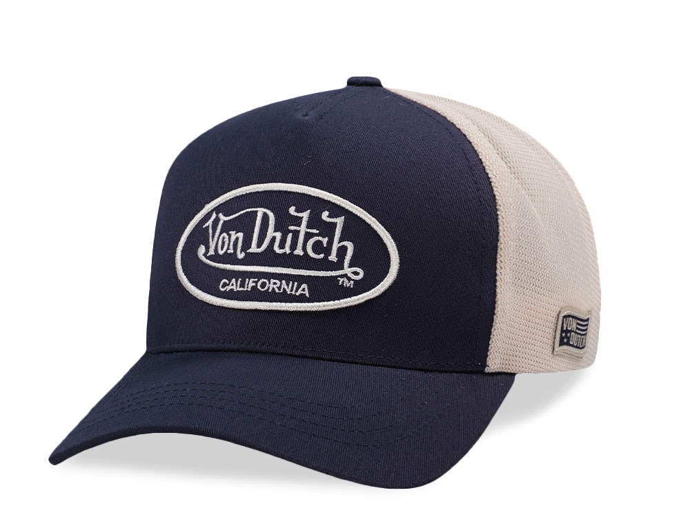 Von Dutch Embroidery Oval Patch Navy Trucker Strapback Casquette