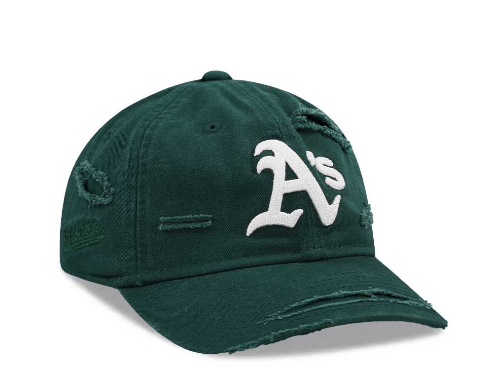 New Era Oakland Athletics Dark Green Washed Distress 9Twenty Strapback Casquette