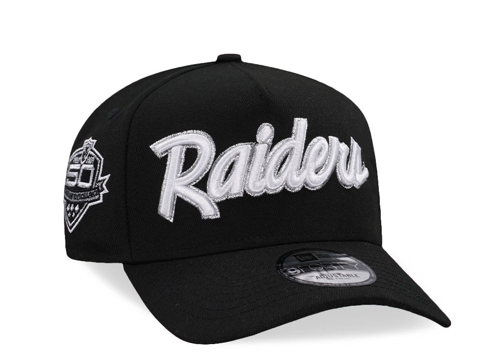 New Era Las Vegas Raiders 50th Anniversary Black Script Edition 9Forty A Frame Snapback Casquette