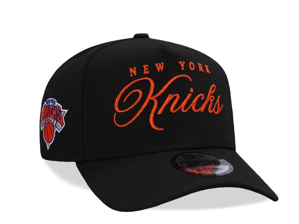 New Era New York Knicks Classic Script Black Prime Edition 9Forty A Frame Snapback Casquette