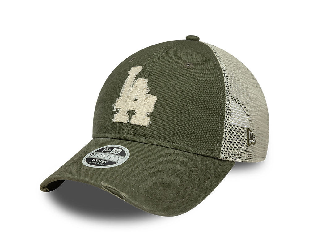 New Era Los Angeles Dodgers Distressed Olive Edition 9Twenty Womens Trucker Strapback Casquette