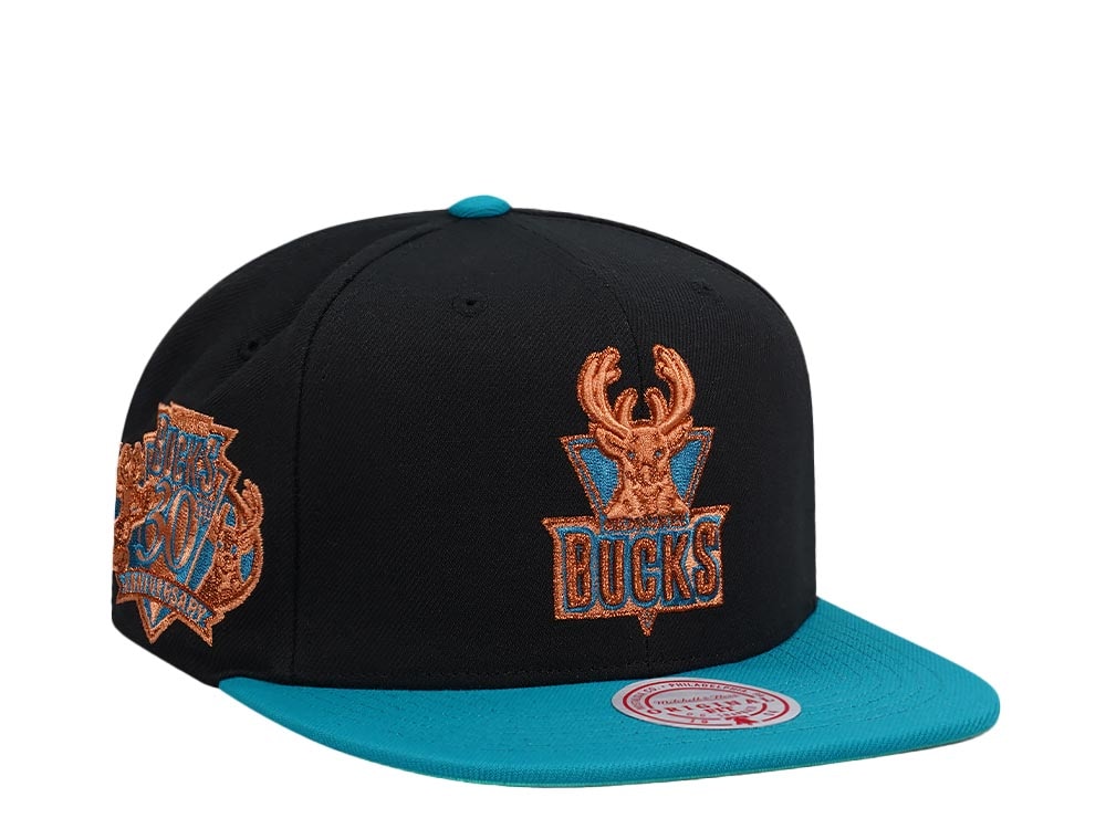 Mitchell & Ness Milwaukee Bucks 30th Anniversary Make Cents Black Two Tone Hardwood Classic Snapback Casquette
