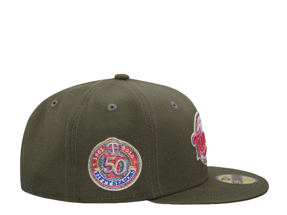 New Era Minnesota Twins 50 Seasons Olive Metallic Edition 59Fifty Fitted Casquette