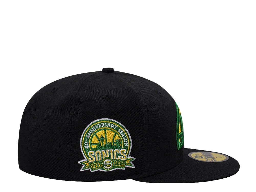 New Era Seattle Supersonics 40th Anniversary Wool Black Throwback Edition 59Fifty Fitted Casquette