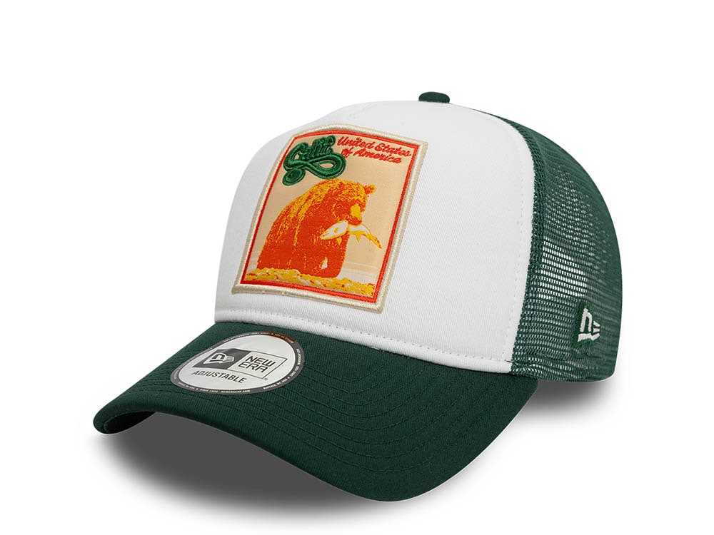 New Era California Patch Green Trucker A Frame Snapback Casquette