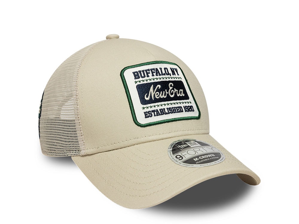 New Era Multi Patch Beige 9Forty M Crown A Frame Snapback Casquette