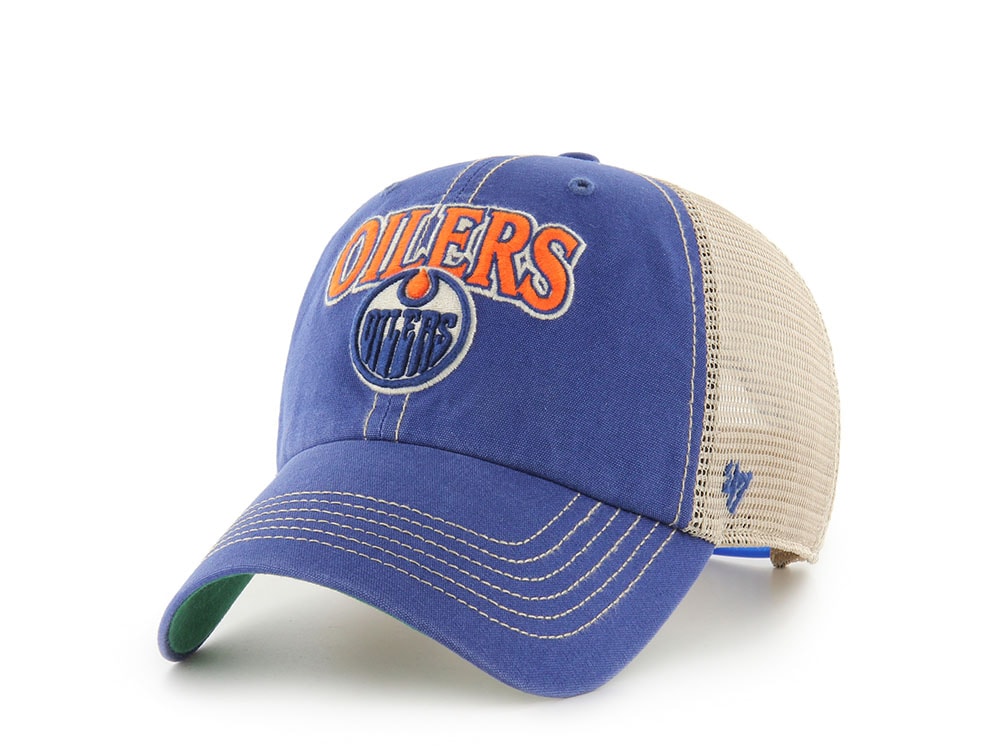 47Brand Edmonton Oilers Vintage Royal Blue Tuscaloosa Edition Trucker Clean Up Snapback Casquette