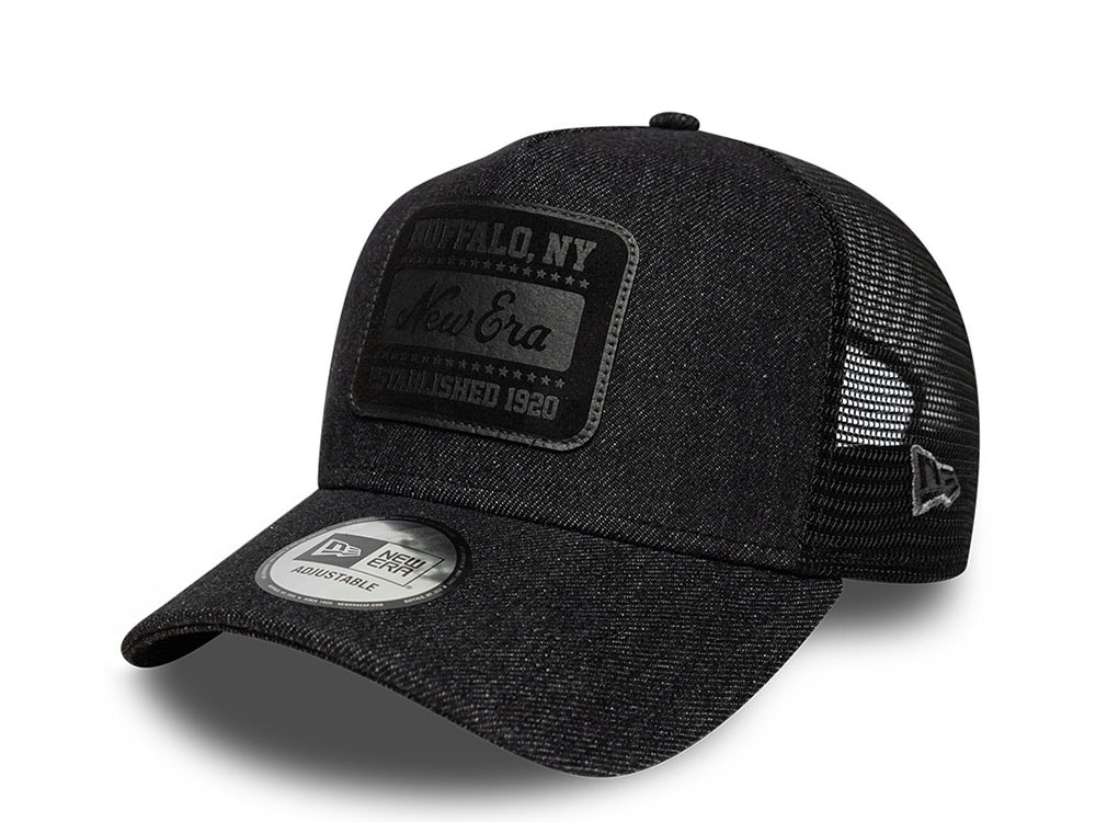 New Era Patch Black Denim Edition 9Forty A Frame Trucker Snapback Casquette