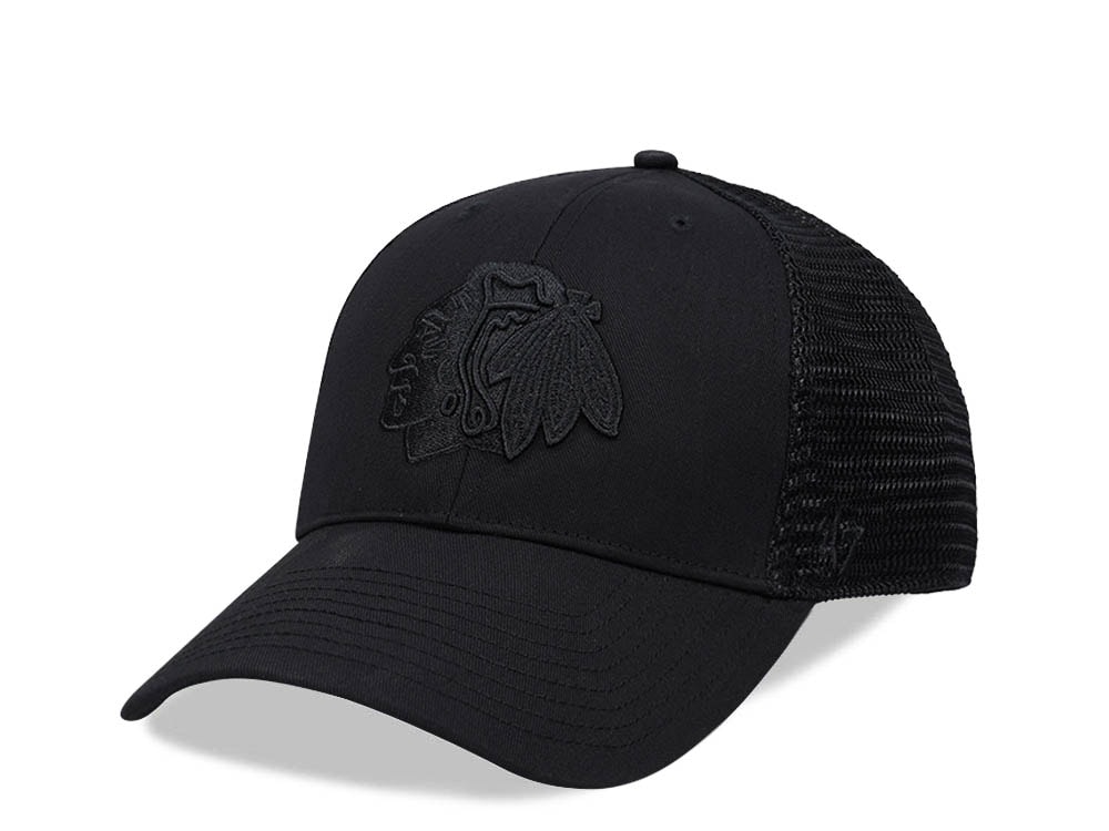 47Brand Chicago Blackhawks Black Branson Mesh All MVP Trucker Snapback Casquette