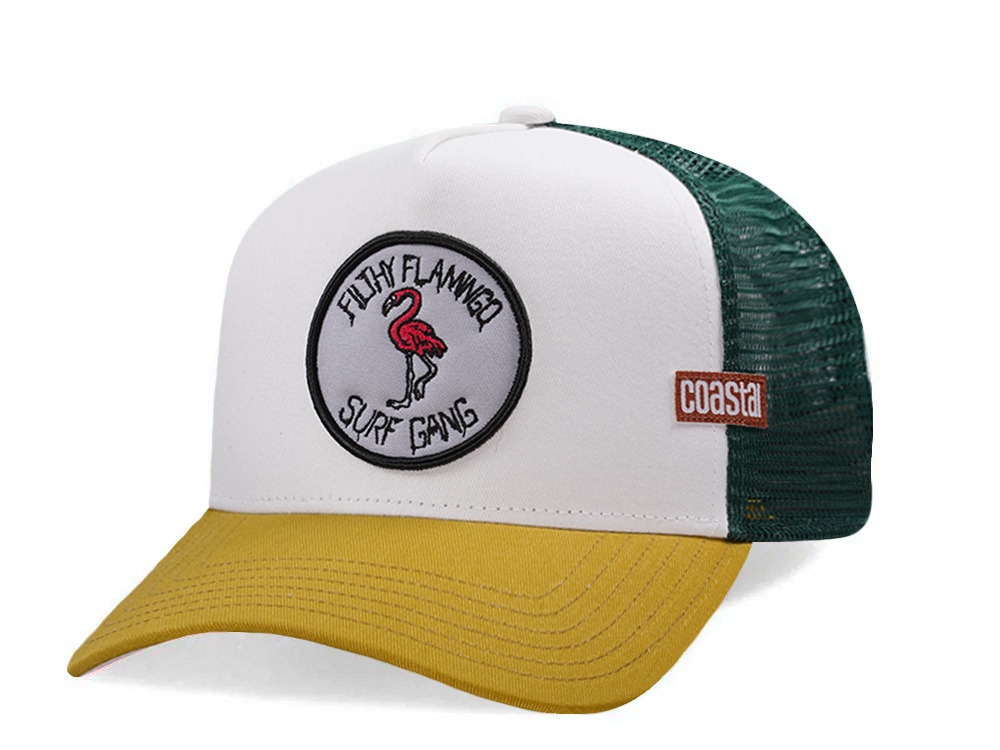 Djinns HFT Filthy Flamingo Surf Gang White Coastal Edition Trucker Snapback Casquette