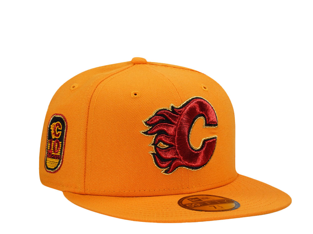 New Era Calgary Flames 10th Anniversary Gold Throwback Edition 59Fifty Fitted Casquette