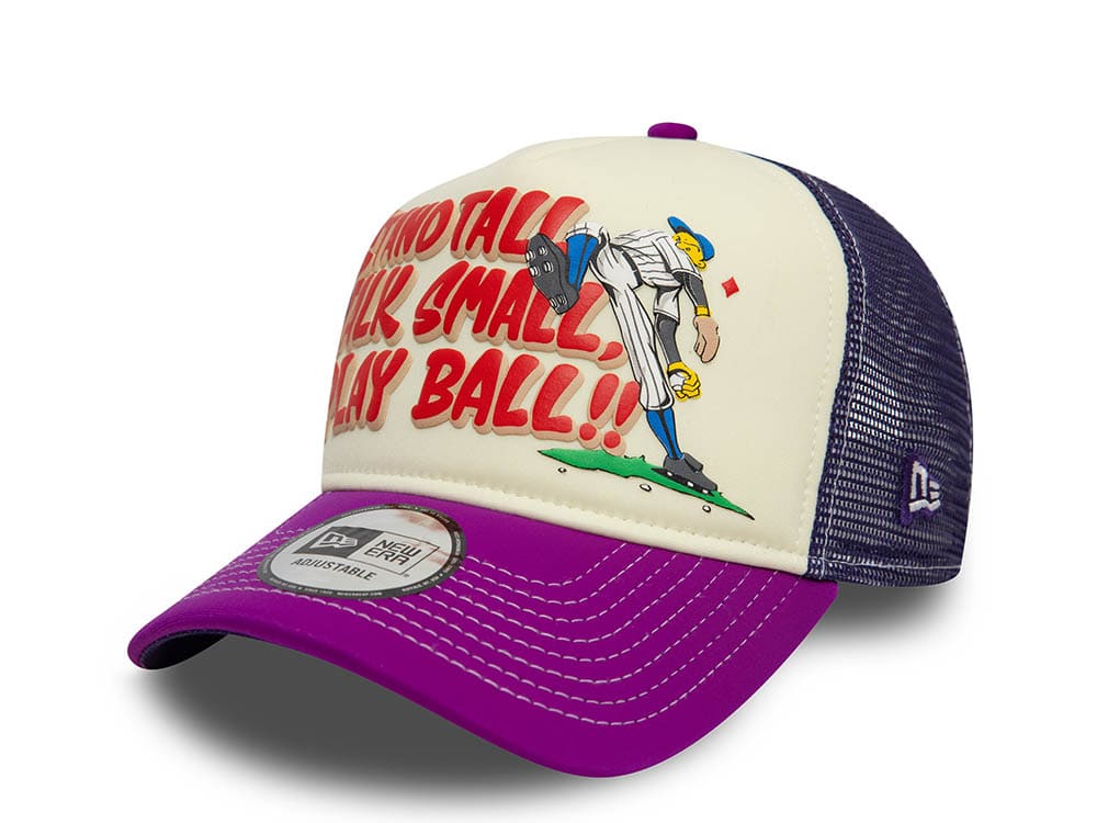 New Era Stand Tall Talk Small Play Ball Graphic White 9Forty A Frame Trucker Snapback Casquette