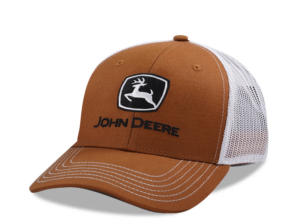 John Deere Logo Brown Trucker Snapback Casquette