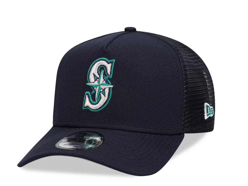 New Era Seattle Mariners Navy Classic 9Forty A Frame Trucker Snapback Casquette