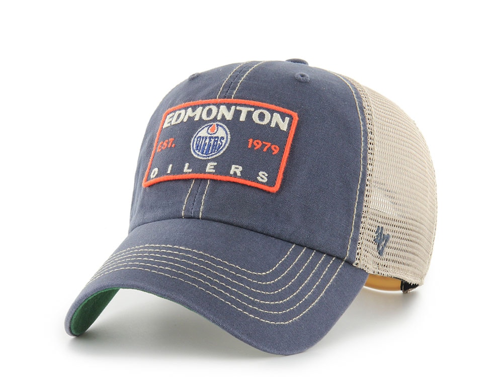 47Brand Edmonton Oilers Vintage Navy Wabash Edition Trucker Clean Up Snapback Casquette