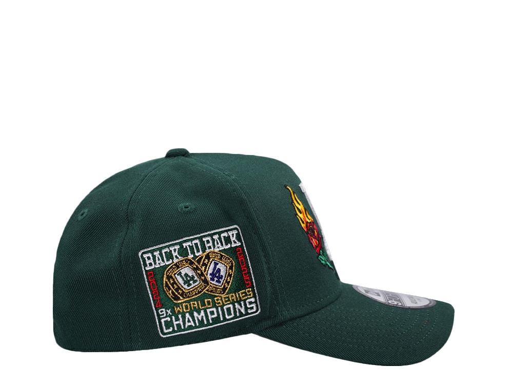 New Era Los Angeles Dodgers Back to Back Champions Flame Rose Dark Green Prime Edition 9Forty A Frame Snapback Casquette