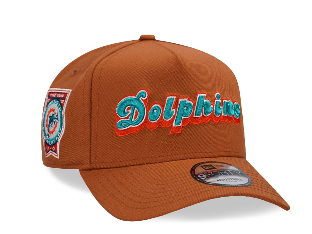New Era Miami Dolphins 30th Anniversary Earth Brown Edition 9Forty A Frame Snapback Casquette