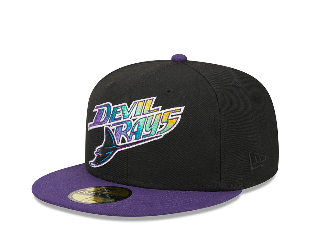 New Era Tampa Bay Rays Black Retro Script Throwback Edition 59Fifty Fitted Casquette