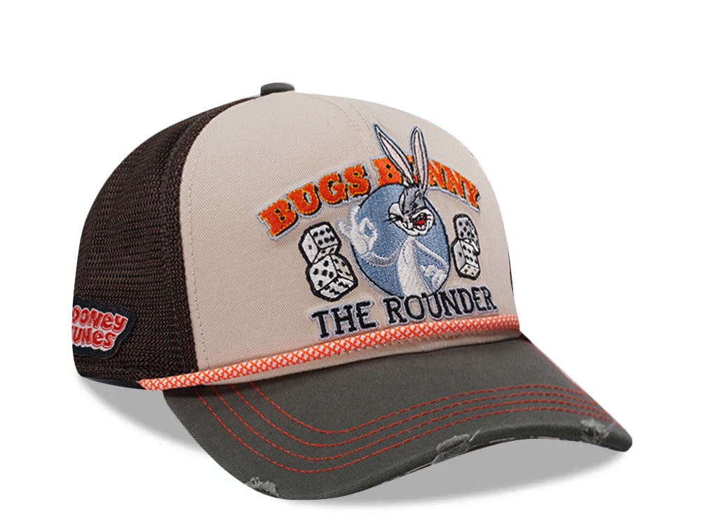 Capslab Looney Tunes Bugs Bunny Distressed Brown Trucker Snapback Casquette