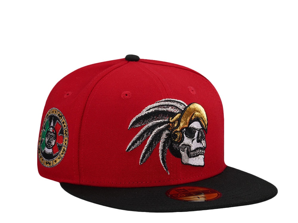 New Era Aztec Skull Warrior Red Metallic Two Tone Edition 59Fifty Fitted Casquette