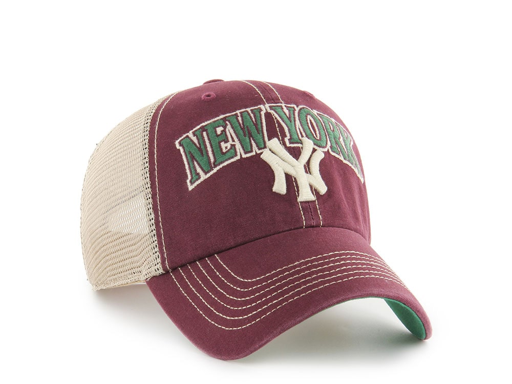 47Brand New York Yankees Dark Maroon Tuscaloosa Edition Trucker Clean Up Snapback Casquette