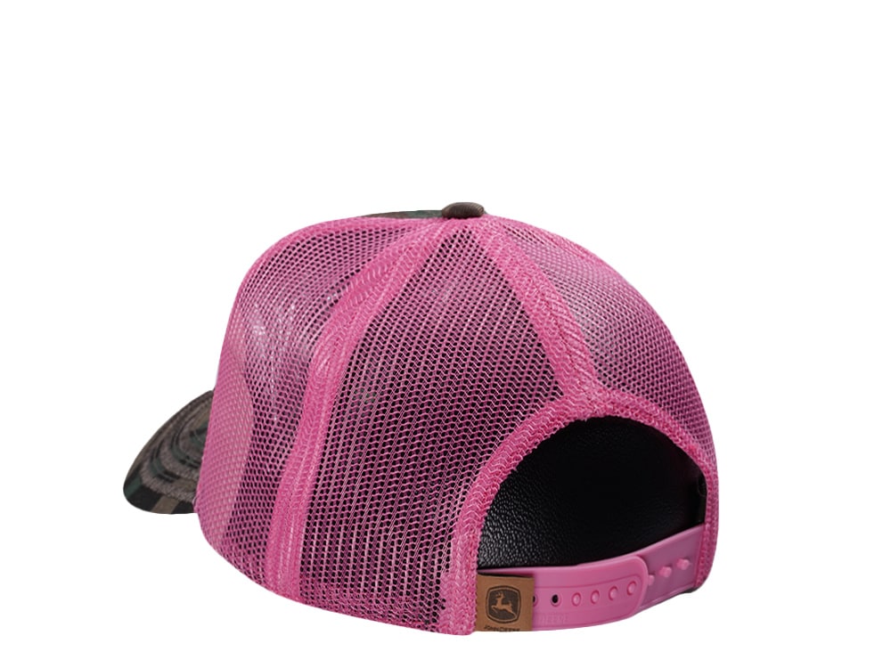 John Deere Script Pink Camouflage Trucker Snapback Casquette