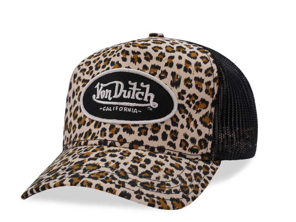 Von Dutch Oval Patch Leopard Print Trucker Snapback Casquette