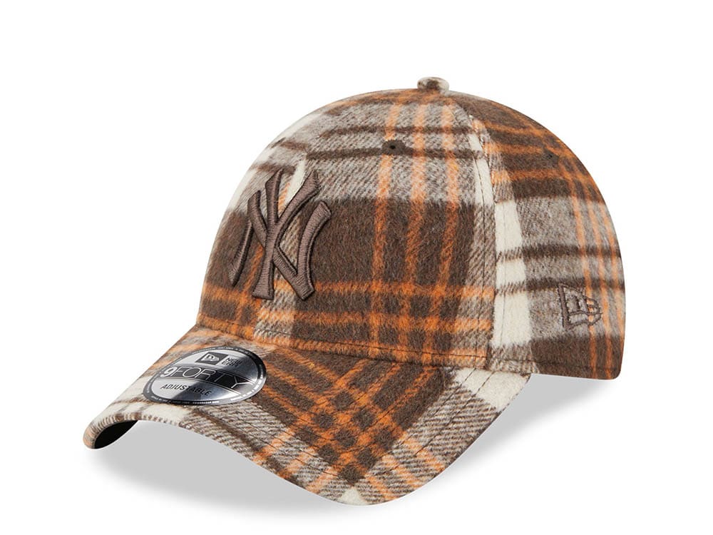New Era New York Yankees Checkered Brown 9Forty Strapback Casquette