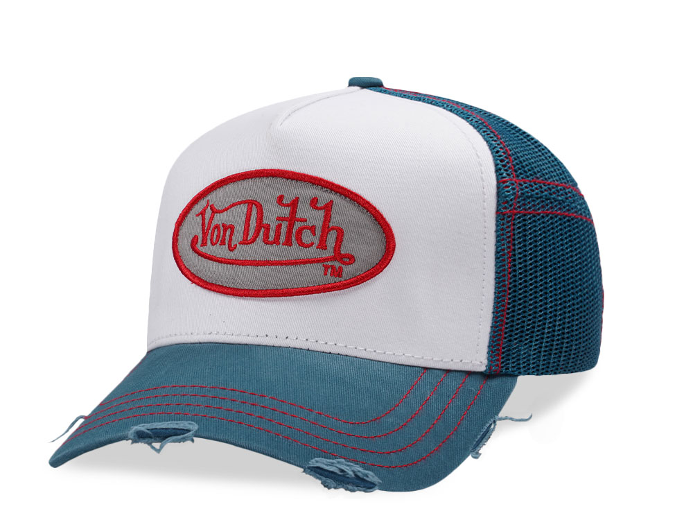 Von Dutch Distressed Oval Patch White Two Tone Editon Trucker Snapback Casquette
