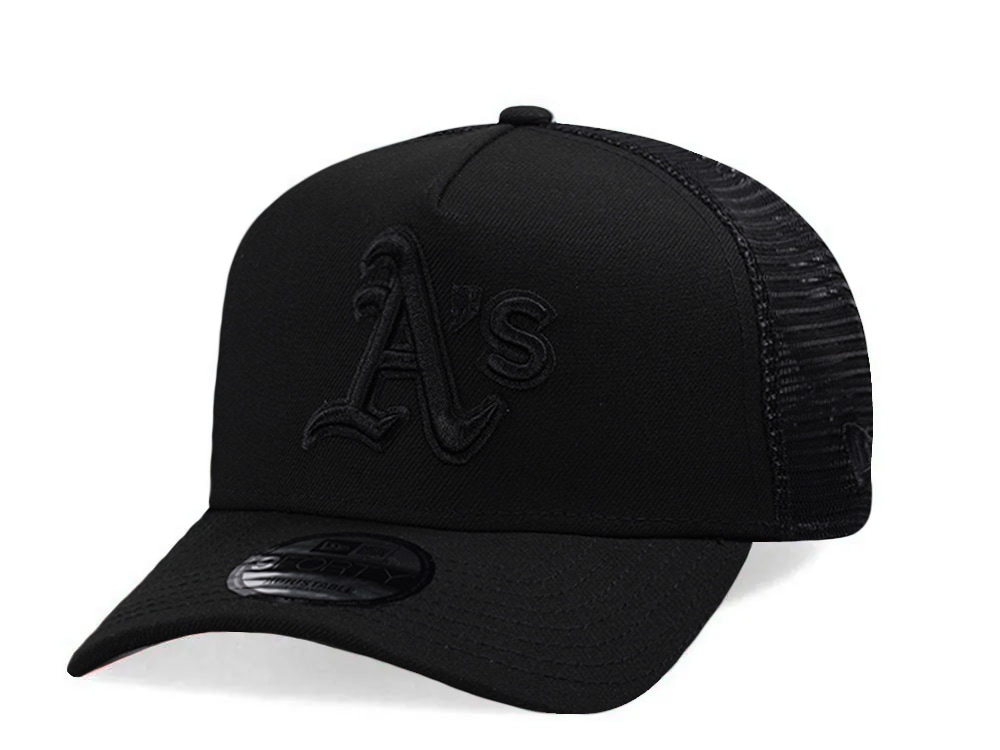 New Era Oakland Athletics Black On Black Edition 9Forty A Frame Trucker Snapback Casquette