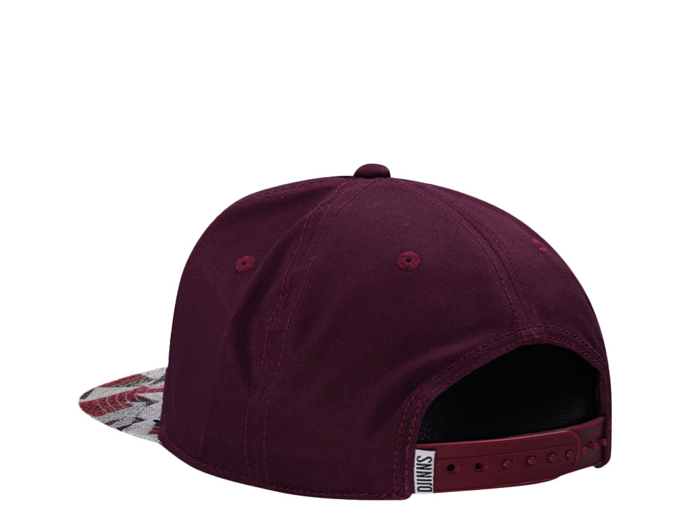 Djinns Rubber Aztec Wine 6 Panel Snapback Casquette