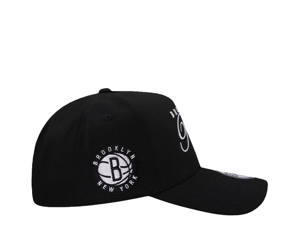 New Era Brooklyn Nets Classic Script Black Prime Edition 9Forty A Frame Snapback Casquette