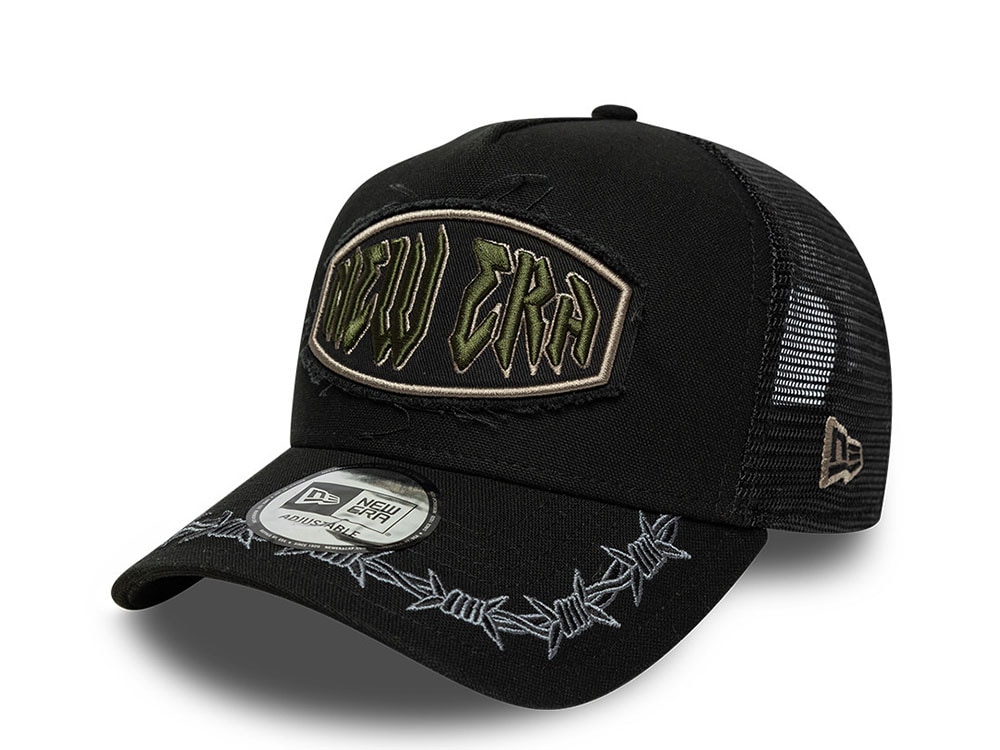New Era Patch Distressed Black Prime Edition 9Forty A Frame Trucker Snapback Casquette