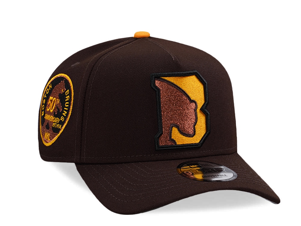 New Era Boston Bruins 50th Anniversary Burnt Wood Prime Edition 9Forty A Frame Snapback Casquette