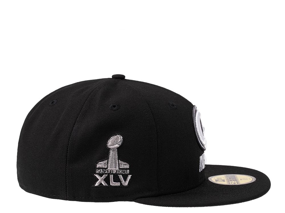 New Era Green Bay Packers Super Bowl XLV Steel Black Edition 59Fifty Fitted Casquette