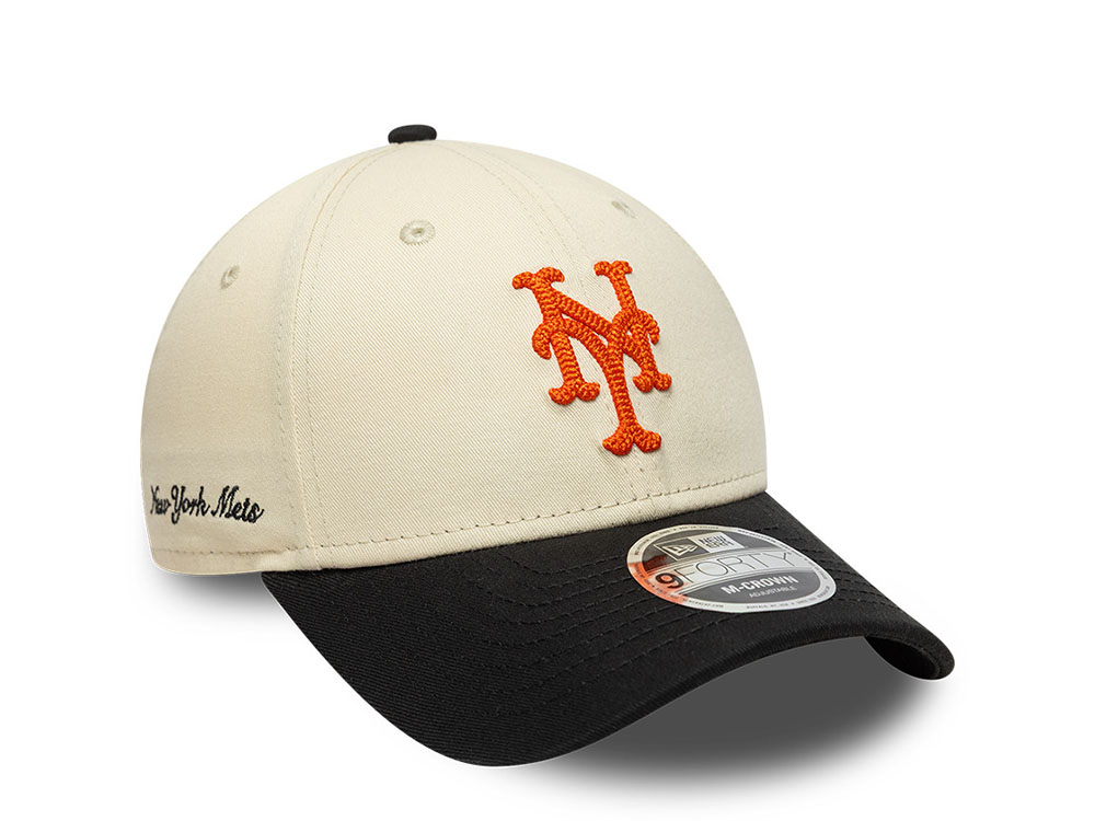 New Era New York Mets Side Script Two Tone 9Forty M Crown Snapback Casquette